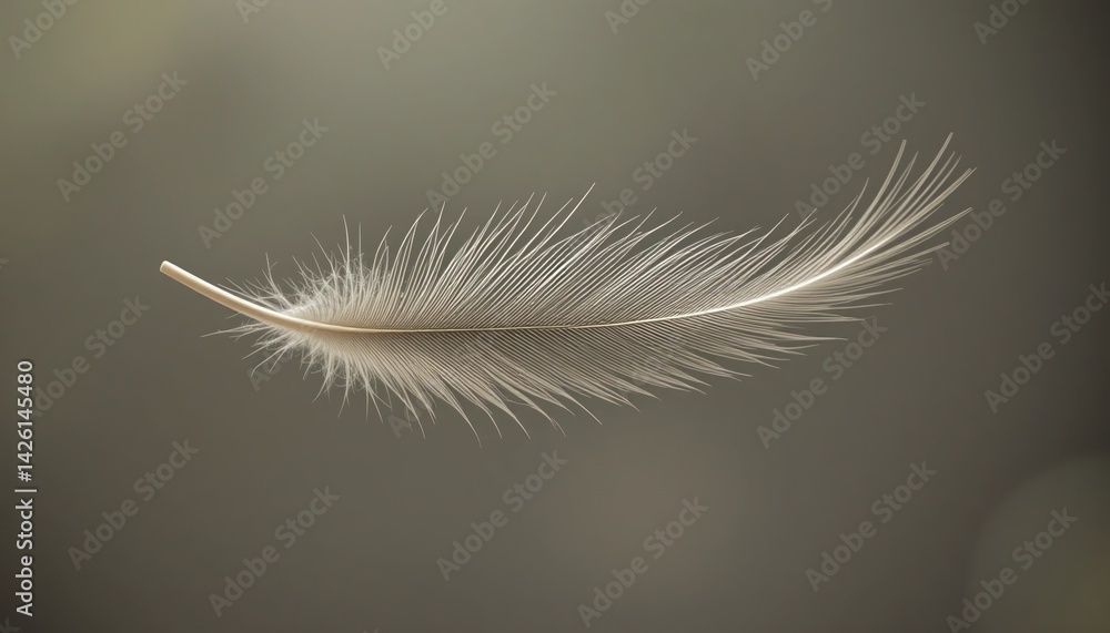 Poster delicate feather floating in nature close-up photography calm environment captured from below ethere