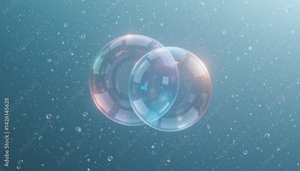 Poster captivating underwater bubble interaction ocean depths 3d animation serene environment close-up view