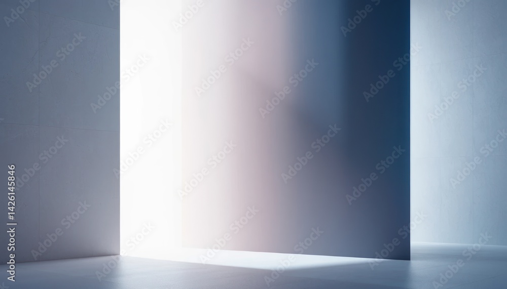 Aufkleber illuminated passageway modern gallery abstract art minimalist environment wide angle view conceptual