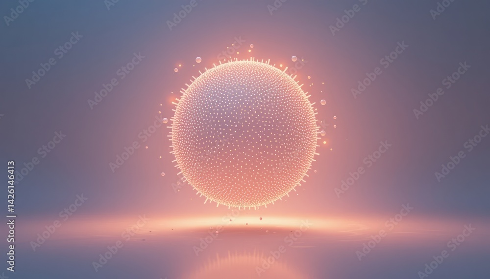 Poster dynamic abstract sphere with microtextures digital art studio environment minimalistic viewpoint con