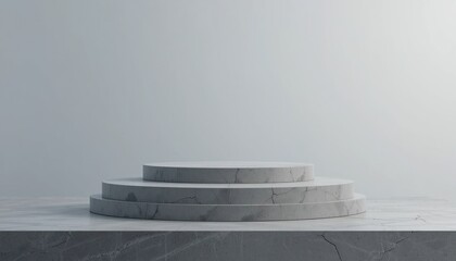Obraz premium Minimalist display stand design for product showcase studio environment digital render modern aesthetic