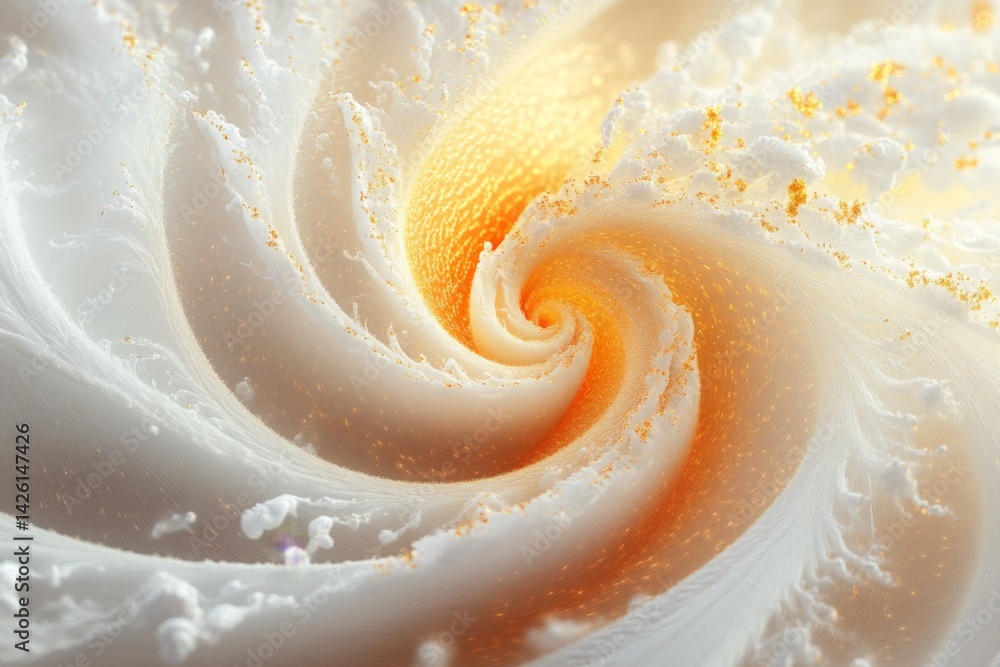 Poster Swirling patterns of white and orange depicting a dreamlike abstract design in soft light