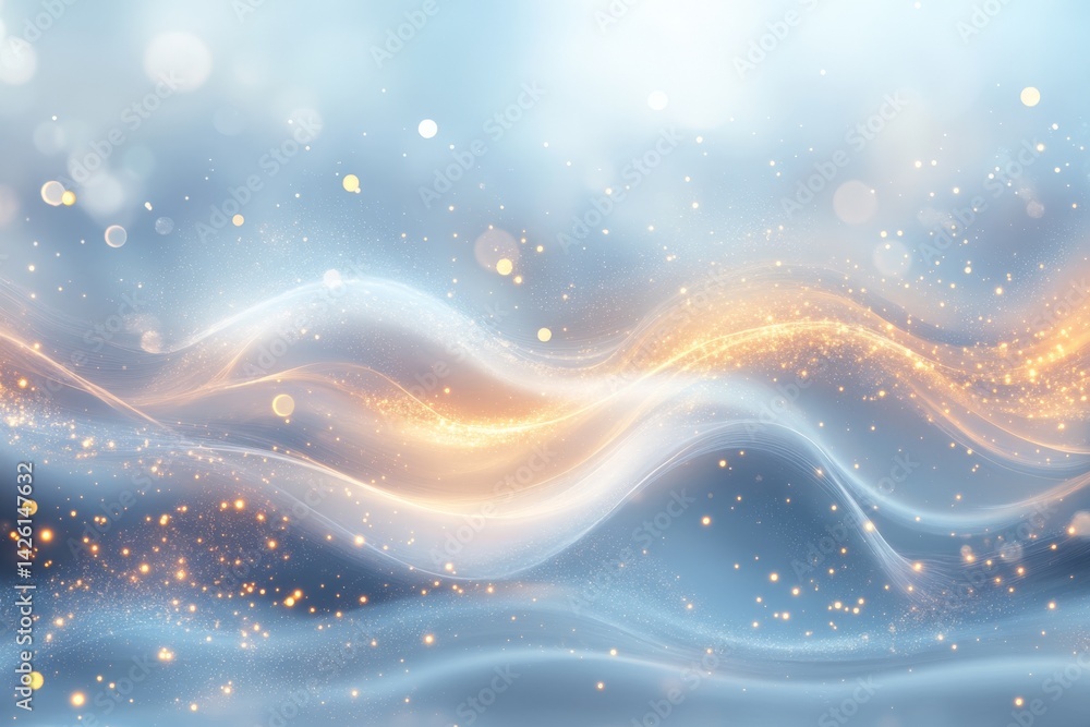 Leinwandbilder Colorful wave patterns with shimmering lights create a dreamy atmosphere in this abstract digital artwork created in a serene setting