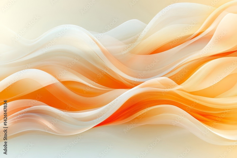 Poster flowing orange and white abstract design creates a soothing and dynamic visual experience