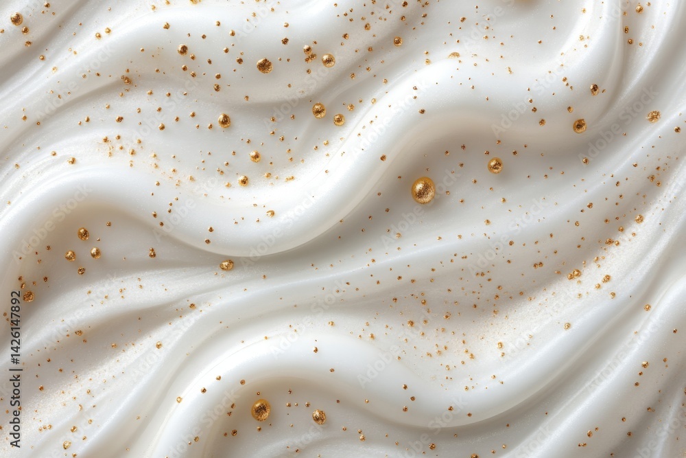 Aufkleber Textured white surface with golden particles creating an elegant and glossy appearance for artistic backgrounds
