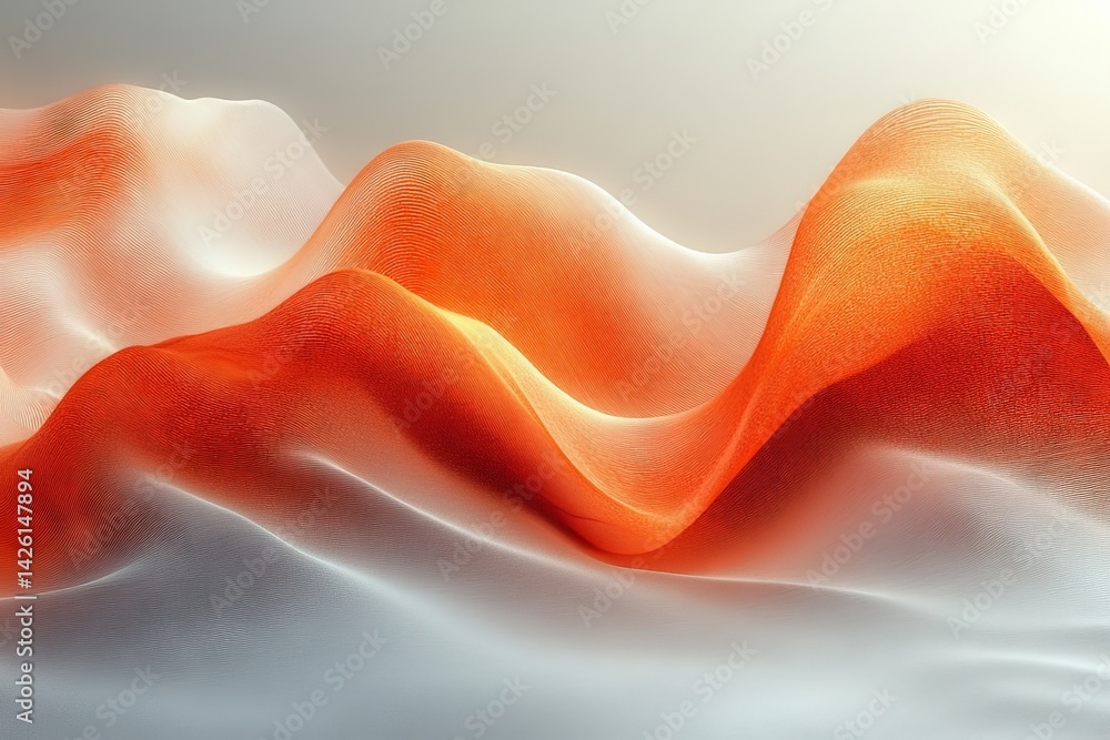 Fototapete Flowing textures create an abstract landscape with warm tones and smooth curves against a light backdrop
