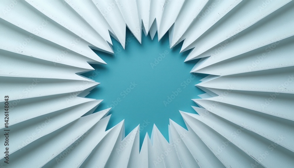 Poster dynamic paper art installation creating geometric patterns modern art gallery visual artwork contemp
