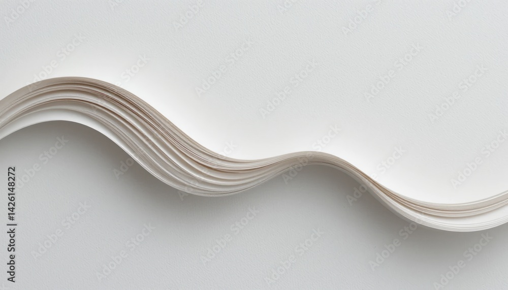 Poster creative wave pattern of blank paper sheets studio setting abstract design minimalist environment to