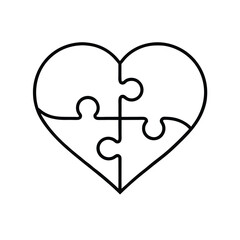 icon of a heart puzzle with 4 pieces