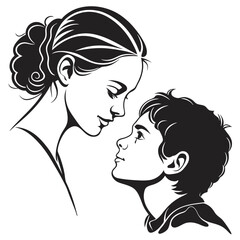 Male and Female Cameo Face Black Silhouette Illustration