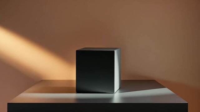 Elegant gray box displayed on a table, contrasting with a vibrant wall.