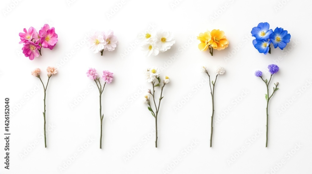 Poster floral arrangements small blooms minimalist style high-resolution photography horizontal row view si