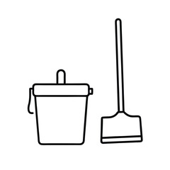 doodle icon of roller brush and bucket.