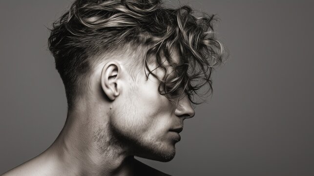 Long Wavy Hair with Skin Fade Undercut for man