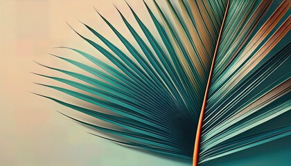 Minimal Palm Leaf Illustration Tranquil Escape Amidst a Lush Tropical Jungle, Bold Geometric Shapes in Soft Pastel Colors Radiate a Relaxing Aura.