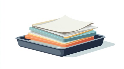 Stacked documents in a tray
