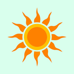 Stylized Orange and Yellow Sun Illustration on a Light Blue Background