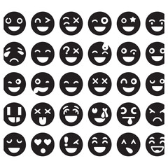 create emoji Silhouette Vector with white background