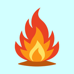 Stylized vector illustration of a campfire with bright orange and red flames