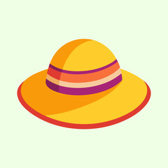 Stylized Yellow Sun Hat with Colorful Stripes for Summer Vacation