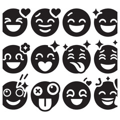 create emoji Silhouette Vector with white background