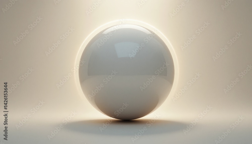 Poster dynamic motion of a white sphere on a minimalist surface abstract visual art studio setting artistic