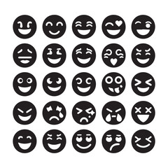 create emoji Silhouette Vector with white background