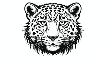 Fototapeta premium Black and White Leopard Head Vector Illustration