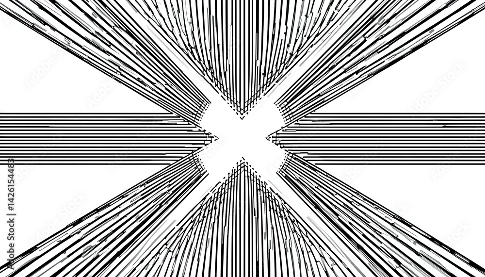 Poster dynamic abstract lines creating depth illusion digital art minimalist design studio environment aeri