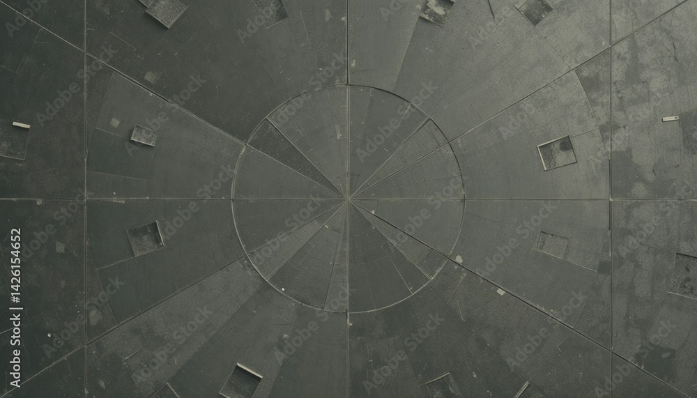 Poster exploring industrial architecture aerial view of geometric patterns in concrete environment