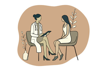A hand drawn illustration of a medical consultation. Good for any project.	