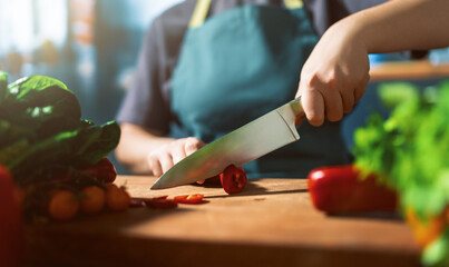 Woman is preparing the proper meal in the kitchen
