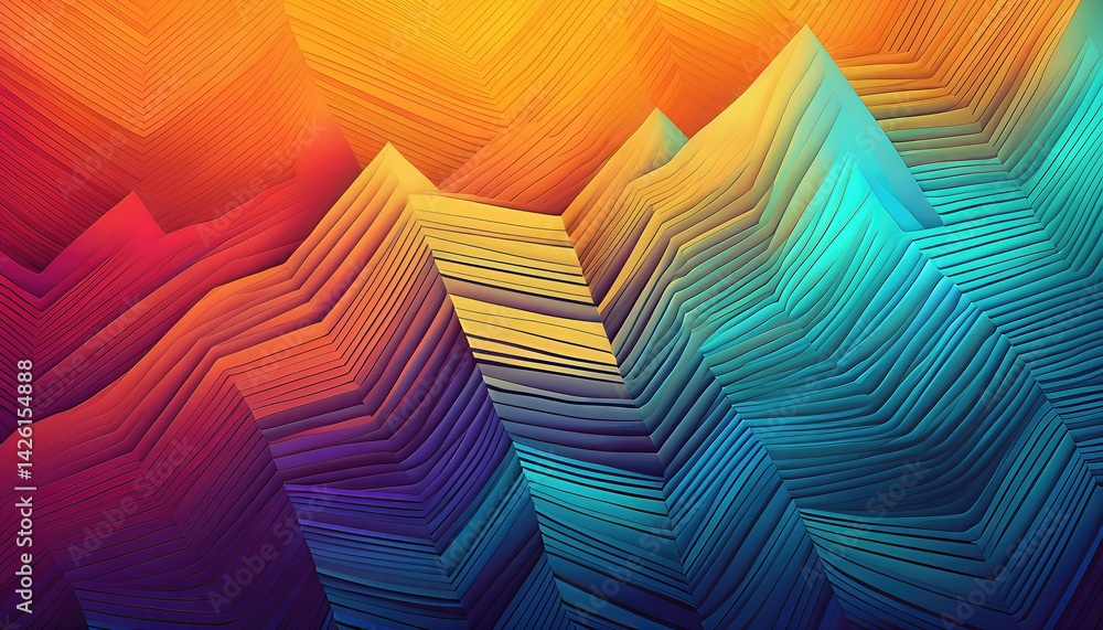 Aufkleber vibrant gradient zigzags in minimalist abstraction an energetic, dynamic canvas of color and texture