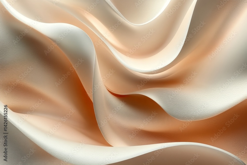 Aufkleber flowing fabric creates a soft, elegant texture in warm hues of cream and peach, showcasing wave-like