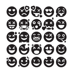 create emoji Silhouette Vector with white background