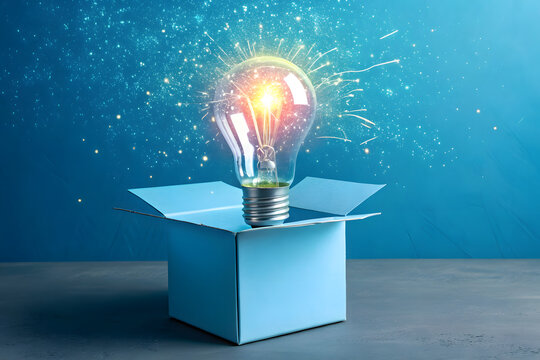 Think outside the box concept idea innovation creativity lightbulb solution inspiration design