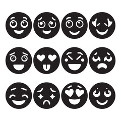 create emoji Silhouette Vector with white background