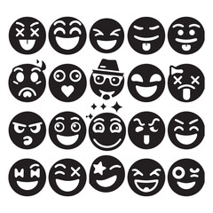 create emoji Silhouette Vector with white background