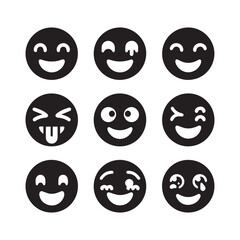 create emoji Silhouette Vector with white background