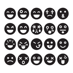 create emoji Silhouette Vector with white background