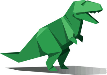 Obraz premium Green low poly Tyrannosaurus rex dinosaur vector illustration with shadow