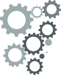 Mechanical gear wheels in various sizes with grey tones vector illustration 