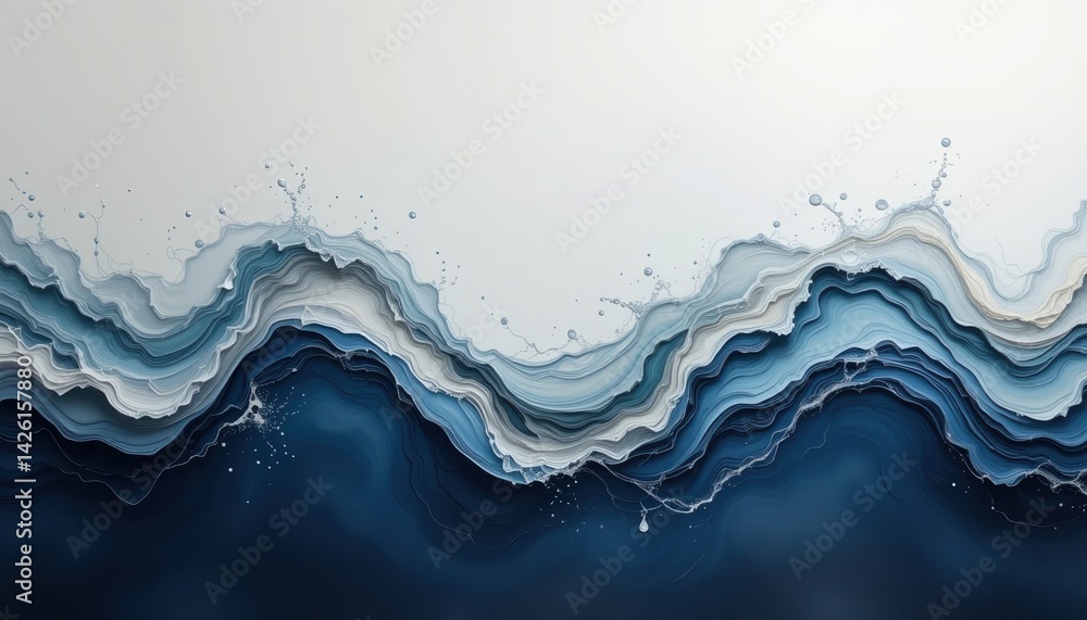 Poster captivating ocean wave abstract art digital creation calm sea environment aerial view fluid dynamics