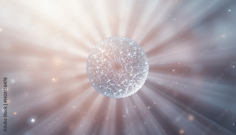 Poster illuminating cosmic sphere space digital rendering ethereal environment abstract viewpoint concept o