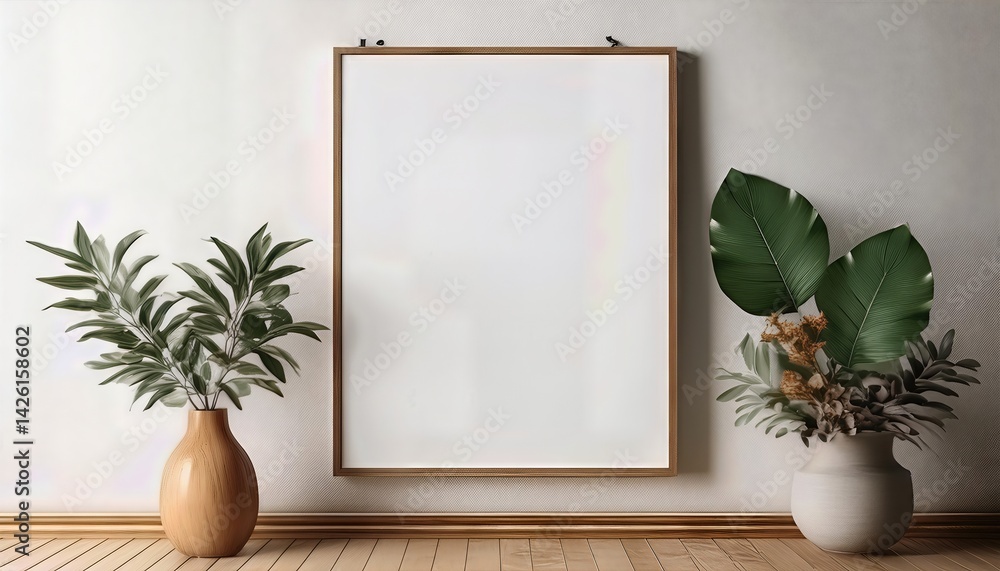 Poster minimalist poster frame void against a pristine white background, emphasizing clean lines and geomet