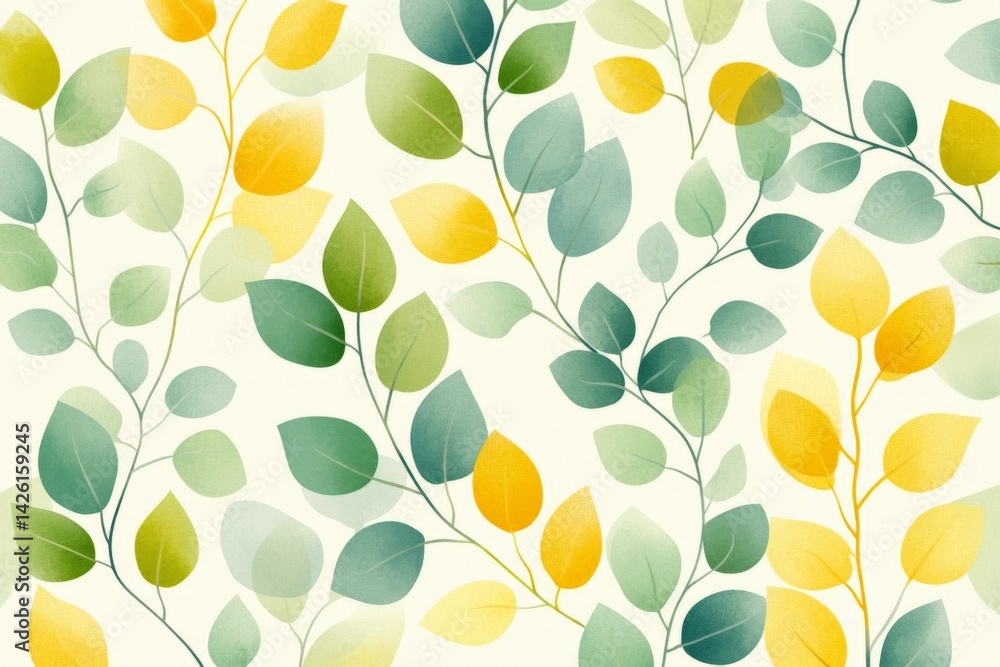 Aufkleber colorful leaves in a soft pattern showcasing green and yellow hues for a fresh feel in any setting