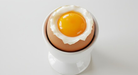 Perfectly Boiled Egg In A Classic White Eggcup On A Clean Background