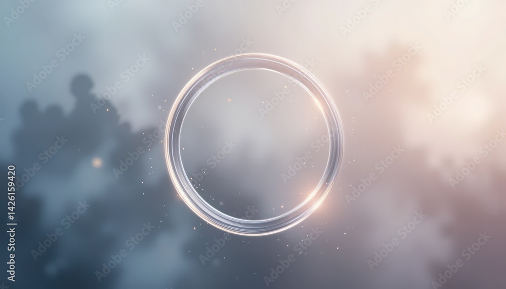 Poster dynamic energy circles rising above clouds visual effects digital art abstract environment aerial vi