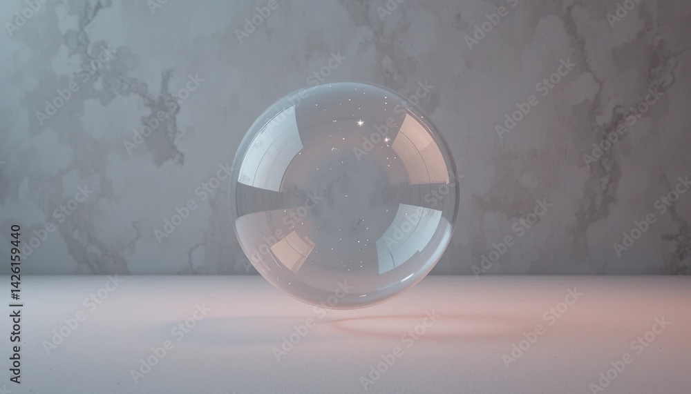 Poster floating transparent bubble animation studio setting digital art contemporary environment close-up v