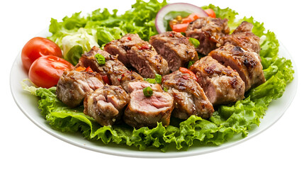BBQ Meat Delight on Delicious assorted skewers of grilled meat. transparent background